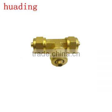 brass tee connector with milled nut , high quality T-type connector ,size of 3/16" 1/4" 5/16" 1/2" 5/8"