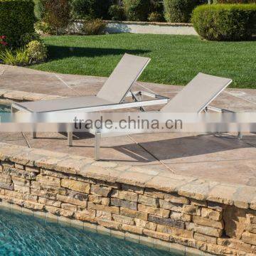 Brush aluminum sun lounger with textileme modern chaise longue, pool furniture sun lounger