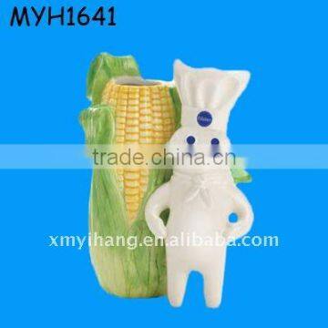 ceramic kids corn toothbrush stand