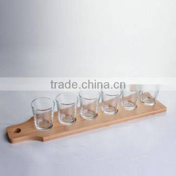 LFGB,FDA,CIQ,SGS Certification and Eco-Friendly Feature Shot Glass Set With Wooden Tray