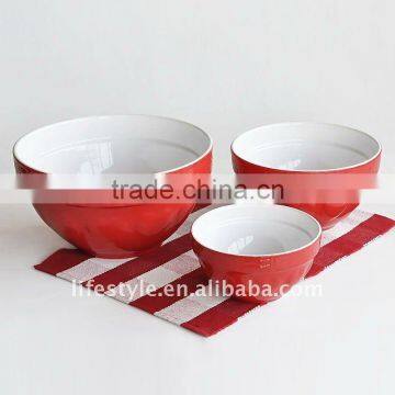 3Pcs Stoneware Mixing Bowl, Two-Tone