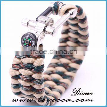 Newest Multifunctional Paracord Survival Bracelet With Scraper/fire Flint/bottle Opener/compass photo-2