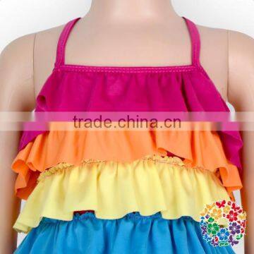 Pretty Rainbow Ruffle Baby Girls Swimsuit One Piece photo-5