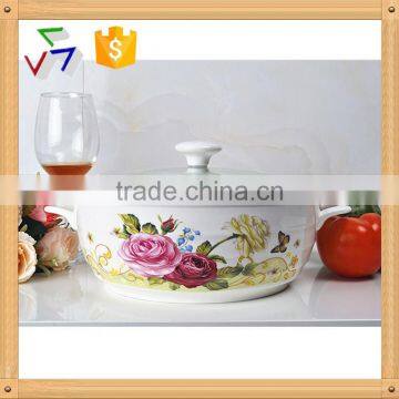 9" Microwave Porcelain Ceramic Pot,microwave Ceramic Stewpot,ceramic Cookware,ceramic Stockpot,ceramic Saucepot With Glass Lid photo-5