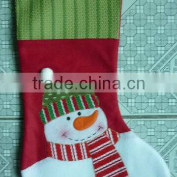New Products Handsewn Cheap Wholesale Fabric Sock Wool Felt Christmas Stocking Hangers With Applique Angel Xmas Snowman Motif photo-3