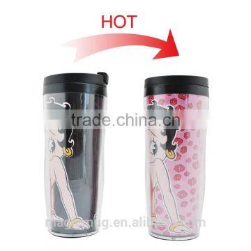 BPA Free Reusable Color Changing Double Wall Insert Plastic Tumbler photo-6
