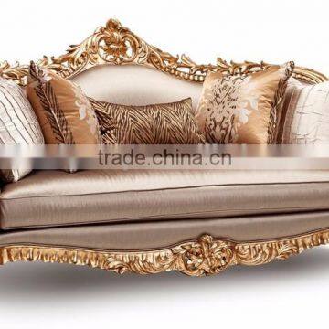 Luxury French Baroque Style Classic Giltwood Carving Loveseat Sofa, Golden Solid Wood Carving Settee BF12-04274c photo-2