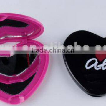 Plastic Heart-shaped folding sided mirror pocket mirror