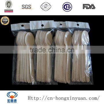 Stocked 100% Natural Birch Material Disposable Wooden Cutlery Set photo-4