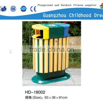 (HD-18002)good quality wood trash can wood park litter bin