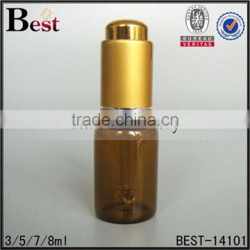 3 / 5 / 7 / 8 ml hot products small essential oil amber glass dropper bottle matte gold press dropper tube glass bottle