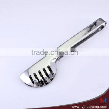 Flexible full Stainless Steel kitchen salad tongs,food serving tongs (HFT-SS08)