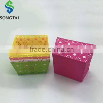 carved sunflower design square plastic pp basket