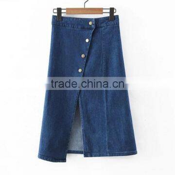 2017 Ladies High Waisted Button Girls Denim Skirt