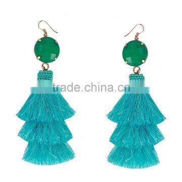Bohemian Multilayer Tassel With Resin Gems Dangle Earrings for Women photo-5