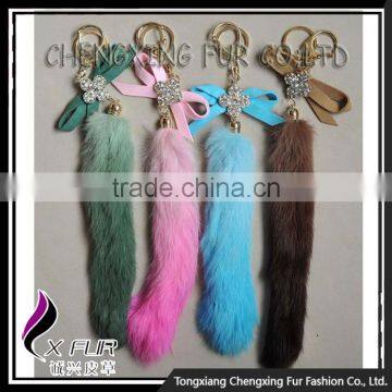 CX-R-40B Best Selling Wholesale Key Chain Dip Dyeing Rabbit Fur Keychain Ring photo-3