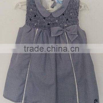 2016 baby girls grey color embroidered dress for summer