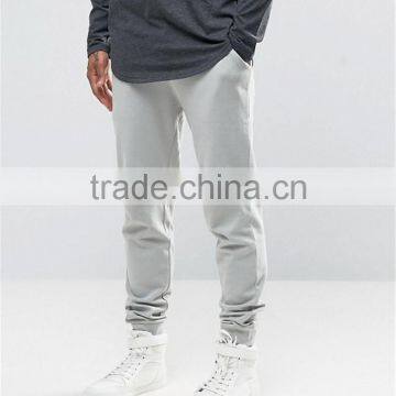 Mens Cotton/Polyester Sweatpants With Side Pockets Plain Skinny Drawstring Joggers In Gray photo-3