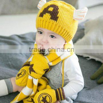 TC17007 New Arrival Cute Baby Winter Hat Scarf Gloves Sets High Quality Knitted Scarf Beanie Gloves Set Wholesale photo-6