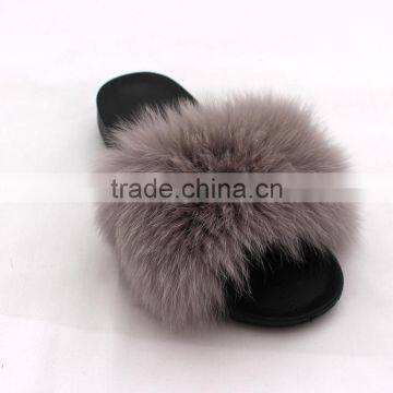 Myfur Real Fox Fur Slides Real Fox Slippers Women Rubber Fur Sandals photo-2