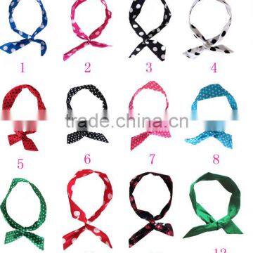 bestdress 2014 Lovely Dot Rabbit Bunny Ear Ribbon Metal Wire Headband Scarf Hair Bow Head Band