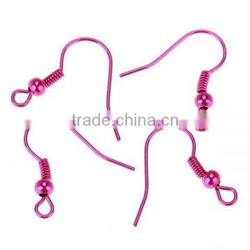 Copper Ear Wire Hook Fuchsia With Spring Ball Loops 19mm x 19mm,50Pairs photo-3
