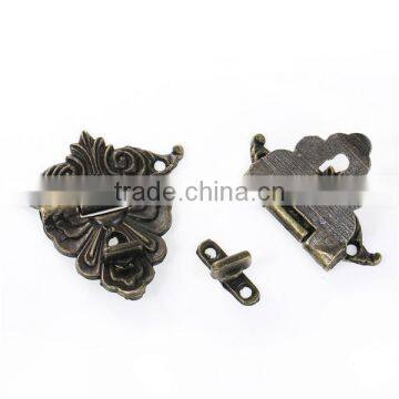 Iron Based Alloy Case Locks Antique Bronze Pattern Carved 47mm X45mm 20mm X6mm photo-3