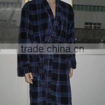 Men's Checked Coral Fleece Bathrobe