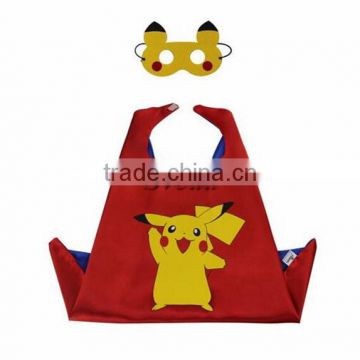 High Quality Pocket Monster Pikachu Cloak with mask 70cm Halloween cosplay Pokemon Pikachu mask