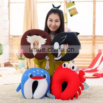 soft marine animals neck pillow with foma beads stuffing sea animals travel pillow