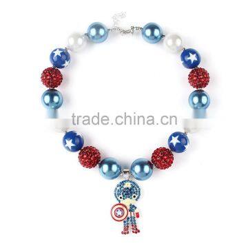 Captain America necklace girls bubblegum chunky plastic necklace M5060607