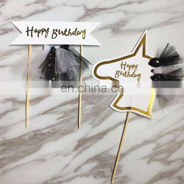 High Quality Black Unicorns Happy Birthday Cake Banner Unicorn Party