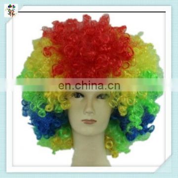 Sports Fan Crazy Party Cheap Rainbow Colors Curly Afro Wigs HPC-0089