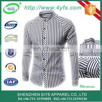 Fashion slim fit stripe men dress shirt for white collar in ShenZhen