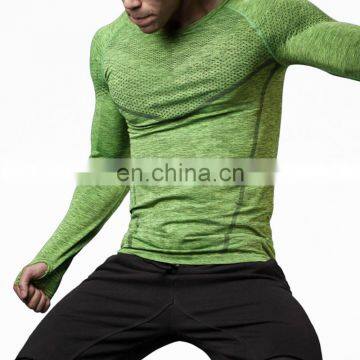 mens seamless gym strech fit long sleeve t-shirt