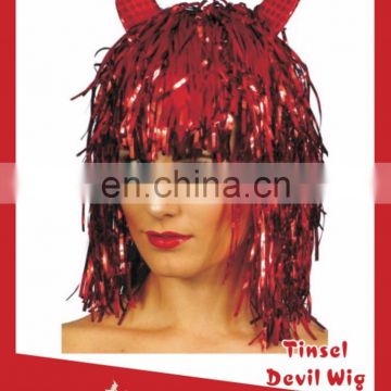 Women PVC material red human hair for halloween night party supplies