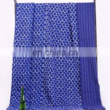 Indian Beautiful Abstract Design Kantha Quilt Bedspread Throw Cotton Queen Size Blanket