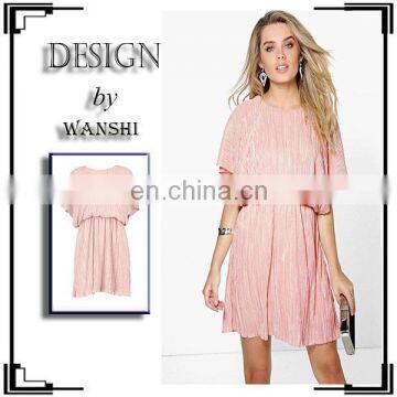 Summer Pleated Kimono Sleeve Skater Dress Elegant Women Dresses photo-2