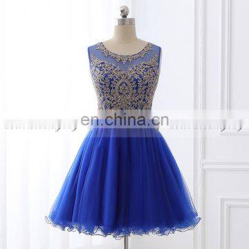 Wholesale New Fashion Applique Beaded Royal Blue Tulle Short Cocktail Dress Cocktail Dresses LX347