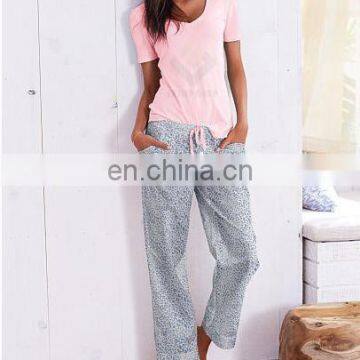 100% Cotton Lounge Pants And Top short sleeved Tee