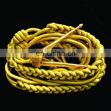 Gold Aiguillette, Bullion Aiguillette and Lanyards, Handmade Knit Embroidery Uniform Aiguillettes, uniform accoutrements