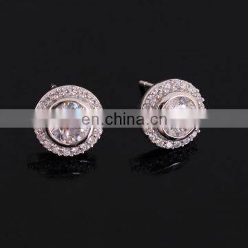 small diamond silver earring stud