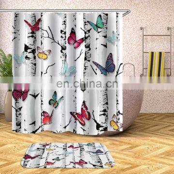 I@home Home Goods Colorful Custom Wholesale Butterfly Printing Shower Curtains Polyester