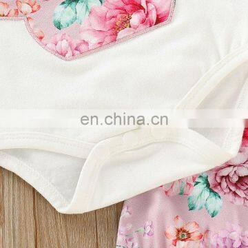 Easter Day 2019 Short Sleeved Kids Clothes Girls Children Clothing Sets Bunny White Romper & Flower Pants & Headband 3PCS Set photo-5