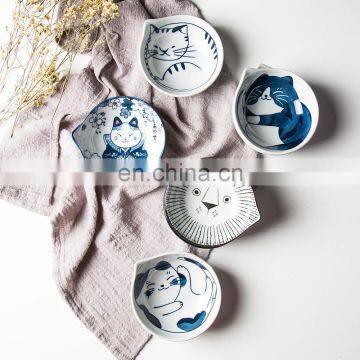 Japanese Style Household Cartoon Hand-painted Cat Ceramic Bowl Children's Rice Seasoning Bowl Dipping Ceramic Dish photo-4