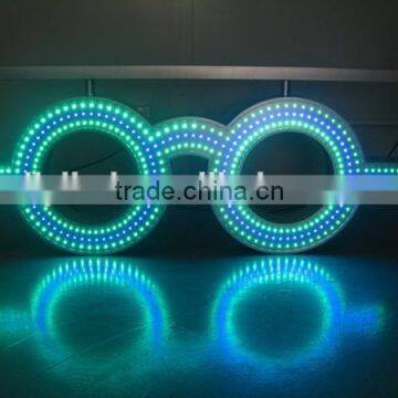 2015 hot selling led optical lens with good quality with two sides display,remote control board changes the display shape