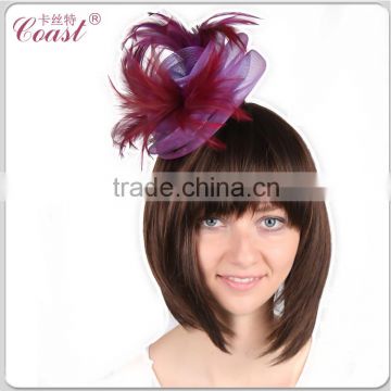 bridal elegant purple feather flower hair accessories