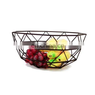 Home Modern Kitchen Basket Round Iron Wire Storage Food Organization Holder Metal Fruit Mesh Basket photo-3