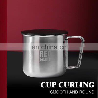 420ml Camp Series High Quality Folding Handle Single Wall Lid Coffee Water Mug photo-2