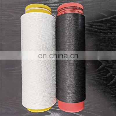 Manufacturer DTY 150D/48F with 20d Spandex Yarn White Black Color Fibers Spandex Air Covered Yarn For Knitting And Weaving